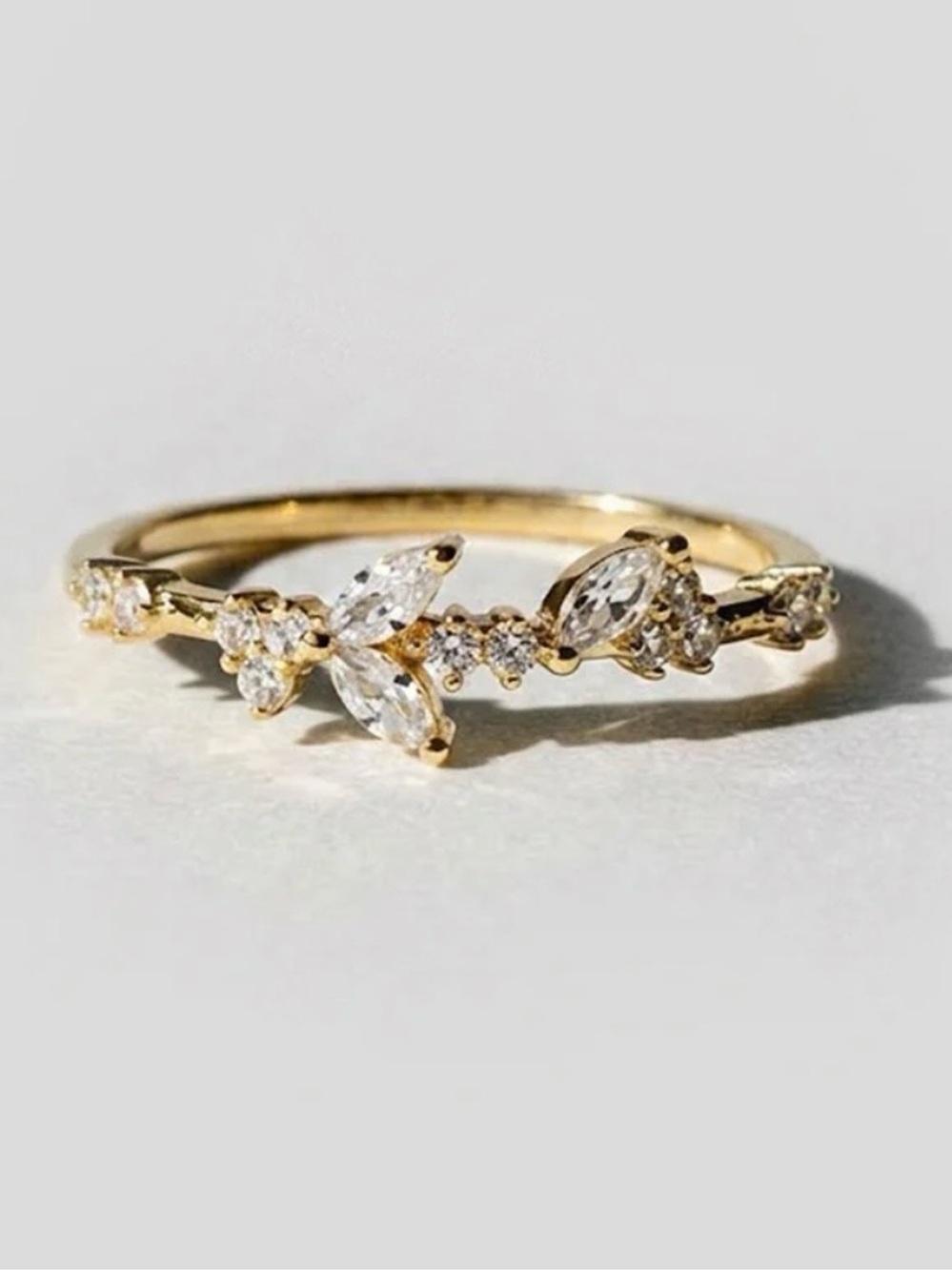 Ooimay Reign, Gold Tone Cubic Zirconia Ring - Clear Stones